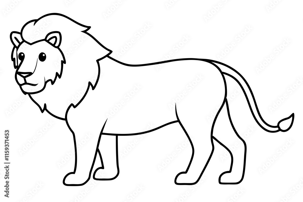 Majestic Lion Illustration on White Background Majestic Lion Illustration on White Background
