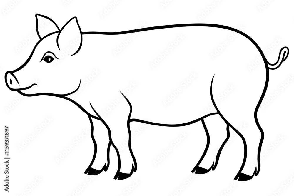 Pig Silhouette Vector Illustration on White Background Pig Silhouette Vector Illustration on White Background