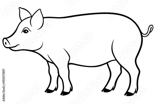 Pig Silhouette Vector Illustration on White Background photo