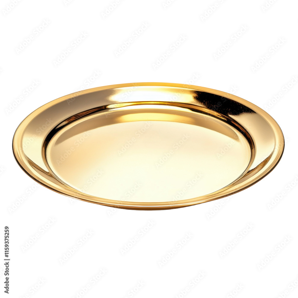 Shiny Golden Serving Plate with Smooth Reflective Surface Design Shiny Golden Serving Plate with Smooth Reflective Surface Design