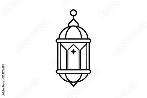 Lantern vector illustration, Ramadan related line icon line art vector illustration