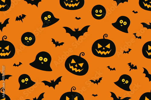 Spooky Halloween Pattern Background Vector Illustration