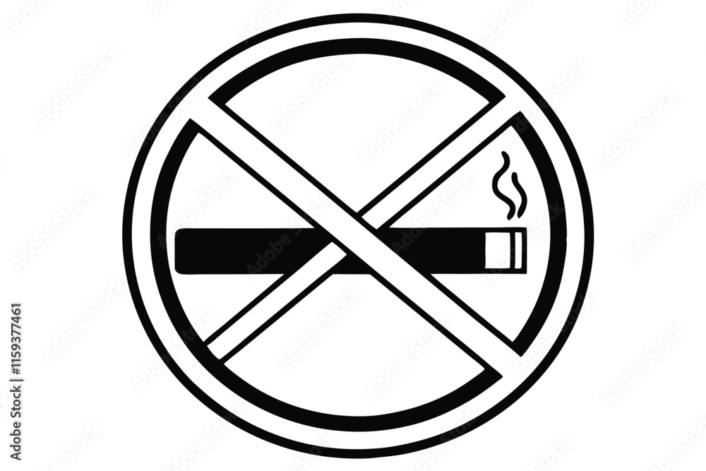 Line drawing of a no smoking sign vector illustration Line drawing of a no smoking sign vector illustration