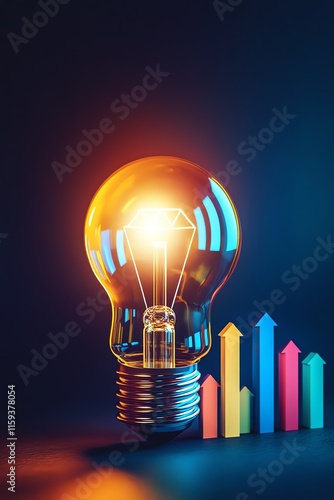 Creative lightbulb with growth chart visualizing innovation and success in business concept.