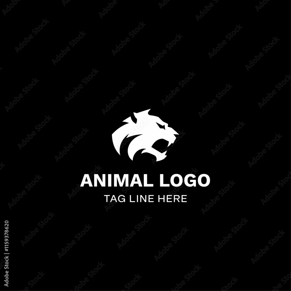 Obraz premium a minimalist illustration of a fierce white lion