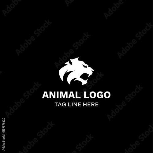 a minimalist illustration of a fierce white lion