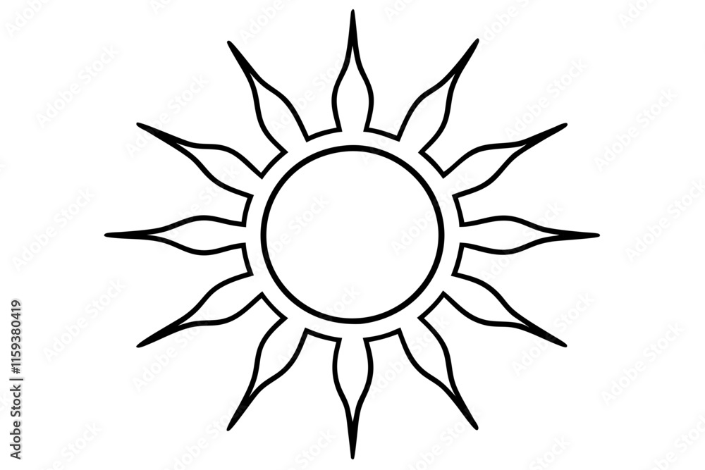Sun Icon Silhouette Vector Illustration on White Background Sun Icon Silhouette Vector Illustration on White Background