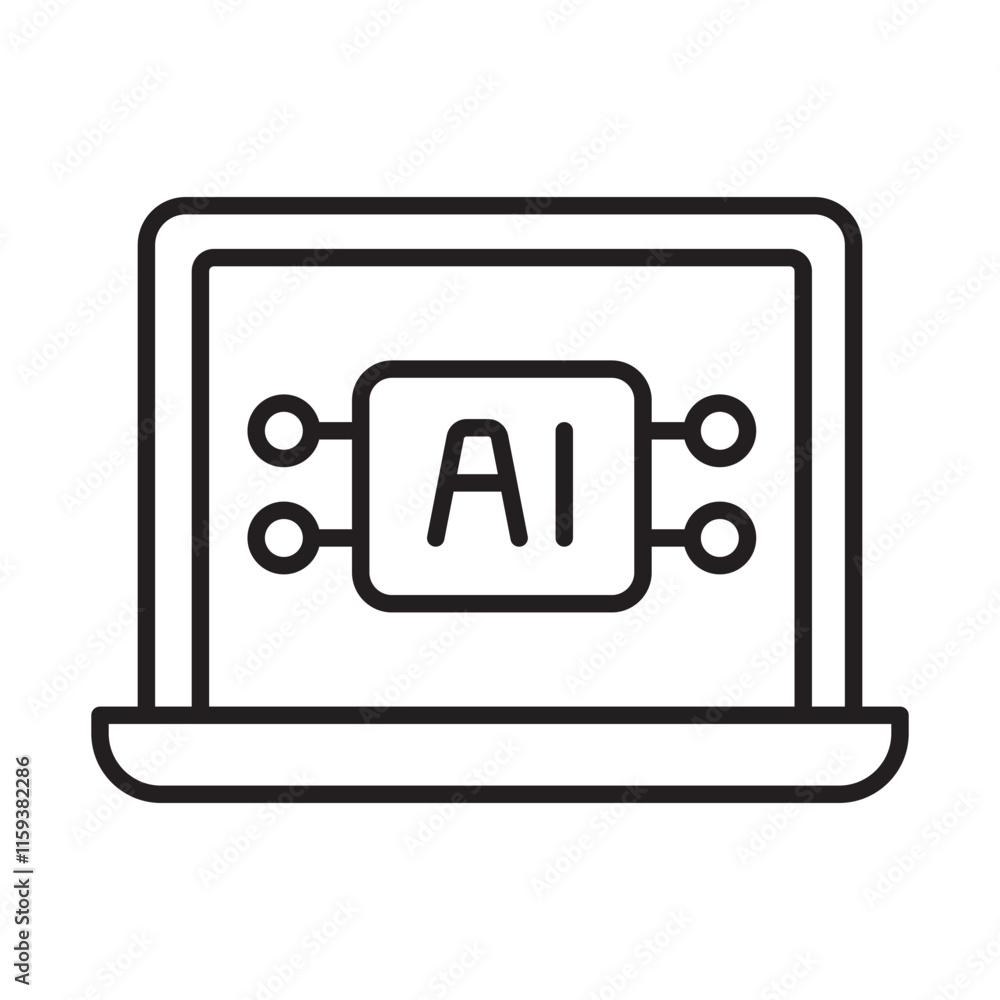 Artificial Intelligence Icon – AI Technologies for Cybersecurity and Automation- Editable stroke vector line icon Artificial Intelligence Icon – AI Technologies for Cybersecurity and Automation- Editable stroke vector line icon