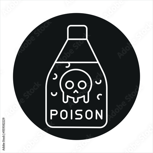 Bottle with toxic line color icon. Household injuries sign for web page