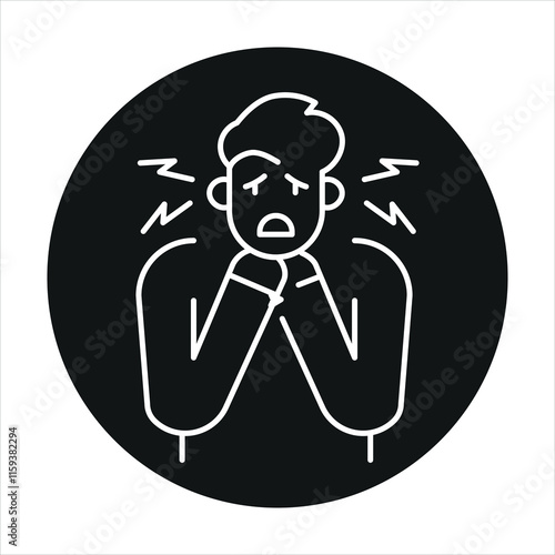 Choking line color icon. Household injuries sign for web page