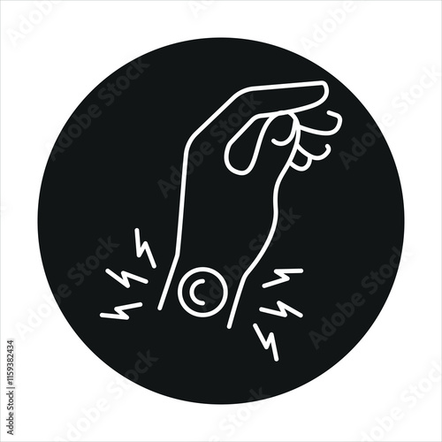 Hand sprain line color icon. Household injuries sign for web page