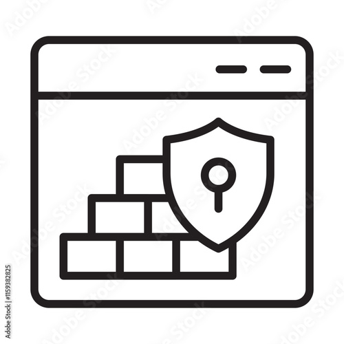 Firewall Protection Icon – Defending Networks Against Unauthorized Access- Editable stroke vector line icon
