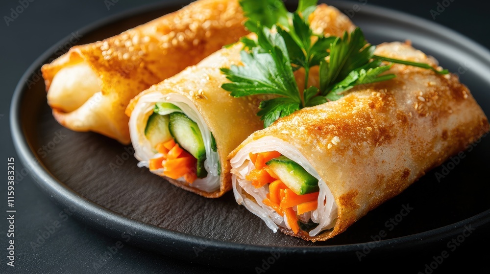 Crispy Spring Rolls with Fresh Vegetables and Herbs Crispy Spring Rolls with Fresh Vegetables and Herbs