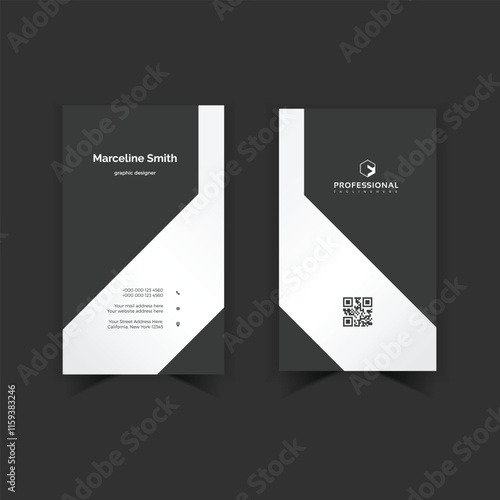 Digital clean and stylish black white yellow business card template