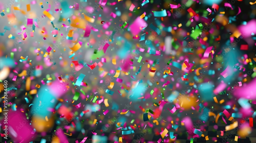Colorful explosion of confetti is falling from the sky. The confetti is in various colors, including red, blue, green, and yellow. The scene is lively and festive, evoking a sense of celebration Colorful explosion of confetti is falling from the sky. The confetti is in various colors, including red, blue, green, and yellow. The scene is lively and festive, evoking a sense of celebration