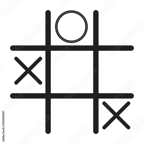 Game tic tac toe icon in trendy silhouette style design. Tic tac toe simple icon. Vector illustration. isolated on white and black background. eps10