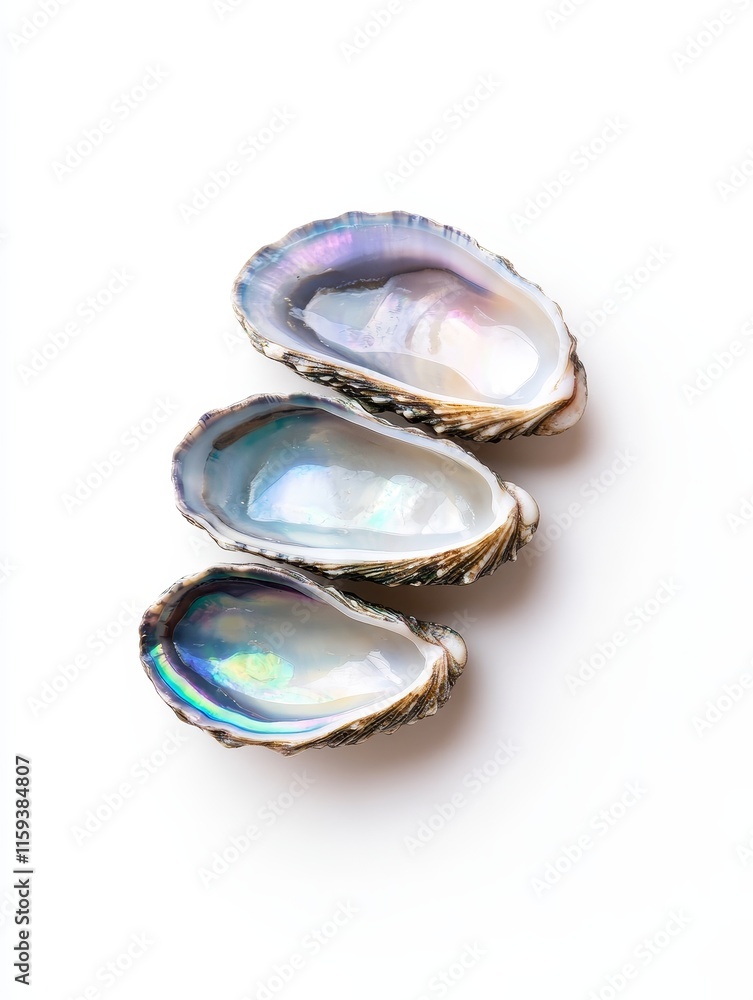 Iridescent Oyster Shells Trio - Ocean beauty, nature's art, coastal treasure, shimmering iridescence, elegant shells. Iridescent Oyster Shells Trio - Ocean beauty, nature's art, coastal treasure, shimmering iridescence, elegant shells.