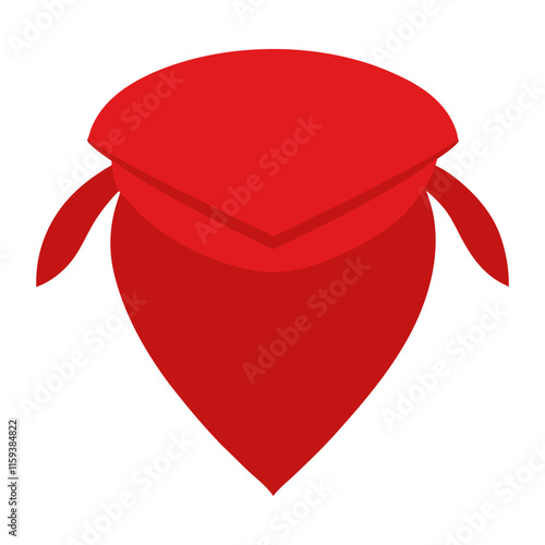 minimalist red bandana mask vector, vector illustration of a simple red bandana mask with tied ends and a clean, minimalistic design, created in a flat style.
