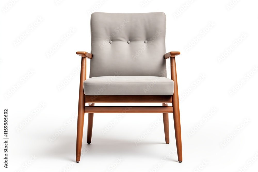 A stylish mid-century modern armchair with a gray fabric seat and wooden frame, perfect for any contemporary space. A stylish mid-century modern armchair with a gray fabric seat and wooden frame, perfect for any contemporary space.