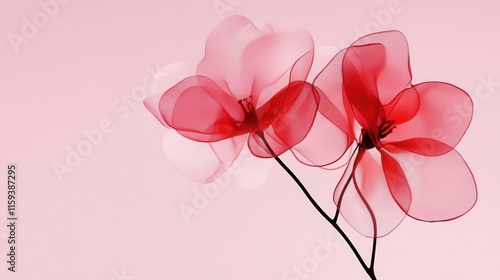 Delicate elegance of translucent red flowers