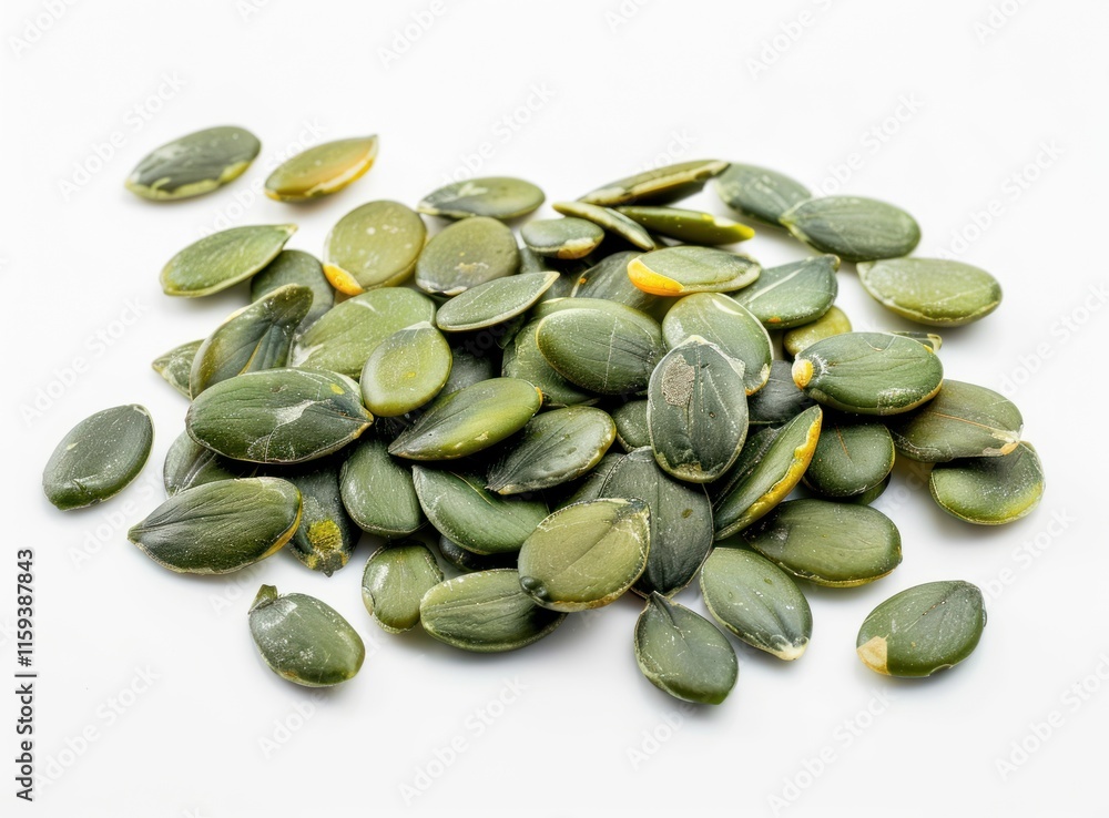 Pile of fresh pumpkin seeds on white background. Pile of fresh pumpkin seeds on white background.