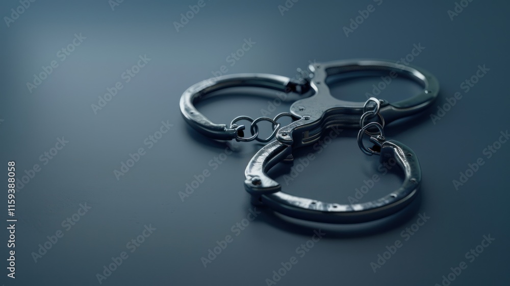 Close-up of a pair of metal handcuffs. Close-up of a pair of metal handcuffs.