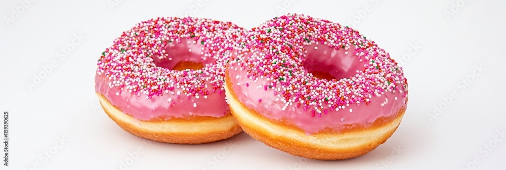 Pink Sprinkle Donuts Delight - Sweet, sugary, delicious pink donuts covered in sprinkles. Concepts: sweetness, indulgence, celebration, joy, treat. Pink Sprinkle Donuts Delight - Sweet, sugary, delicious pink donuts covered in sprinkles. Concepts: sweetness, indulgence, celebration, joy, treat.