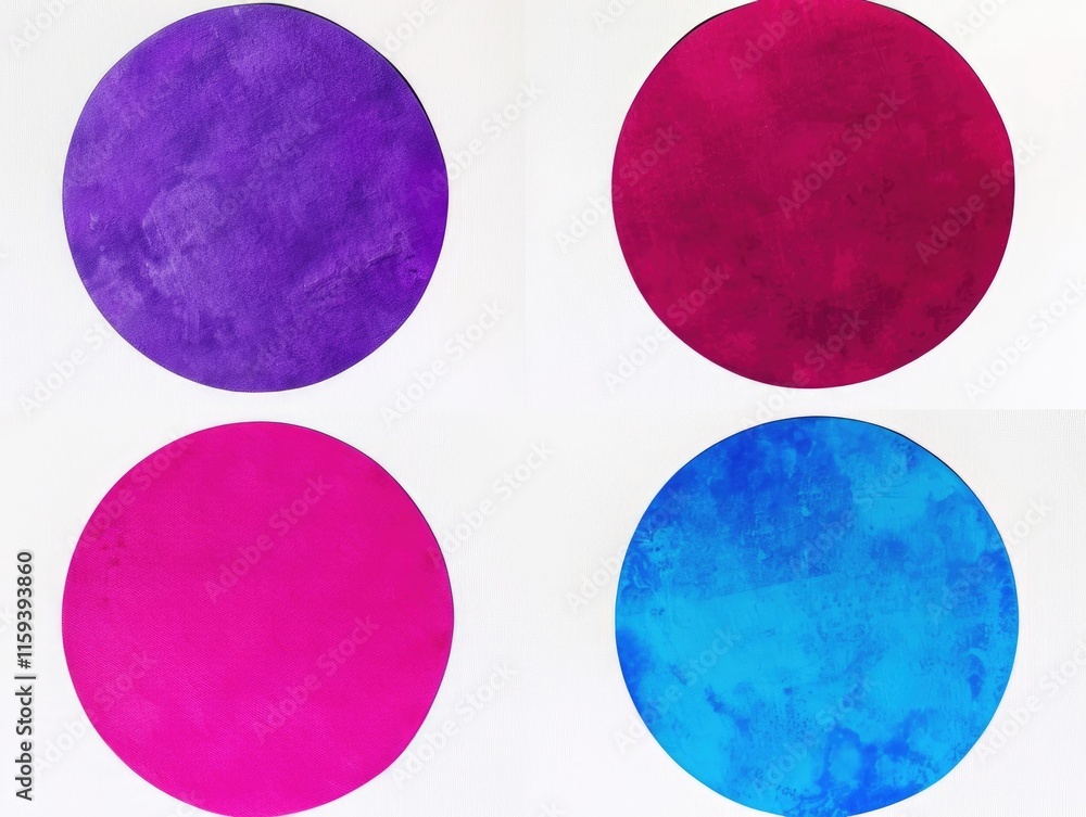 Colorful abstract art with six distinct circles.