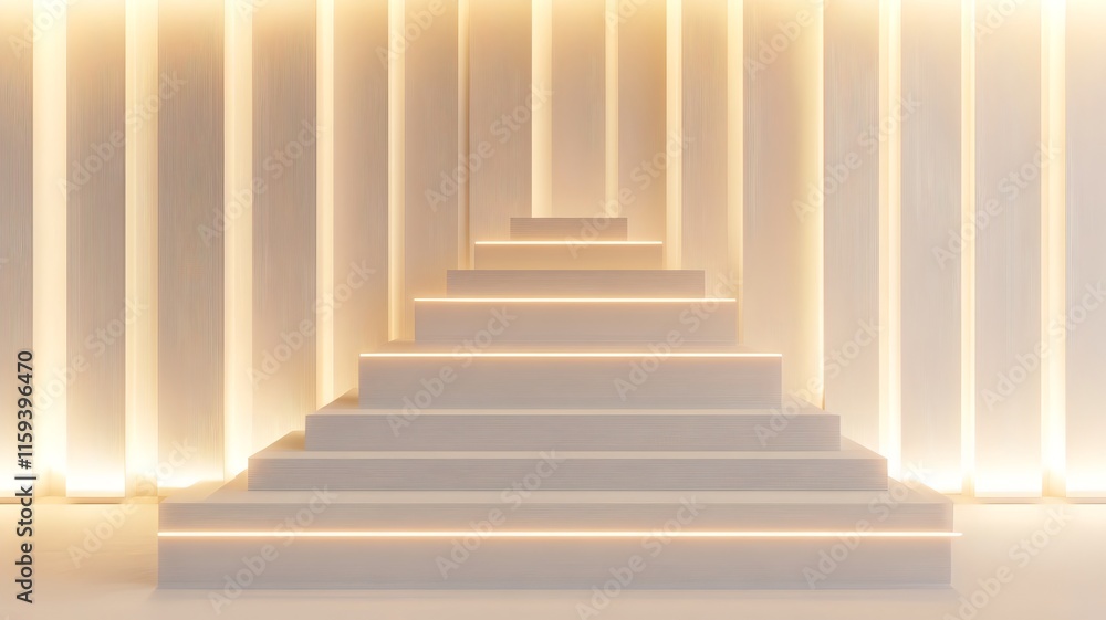 Fototapeta premium Luminous Stairway Leading to a Celebratory New Year s Eve in Minimalist 3D Texture