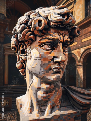 Wallpaper Mural Statue of a man with a beard and a beard. The statue is made of bricks and is very detailed Torontodigital.ca