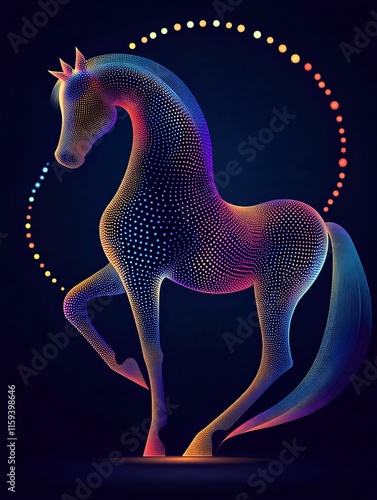 Vibrant Phosphor Equine   Glowing Backlit Horse on Canvas photo