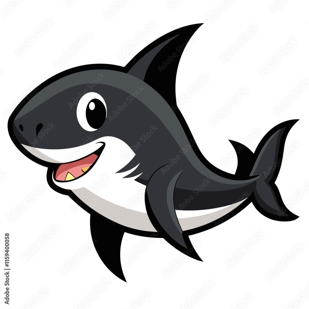 Fototapeta premium shark cartoon isolated on white
