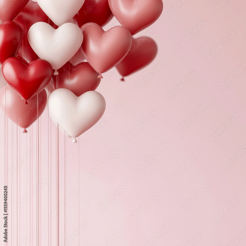 Heart shaped ballons. Valentine's day background. Love banner Heart shaped ballons. Valentine's day background. Love banner