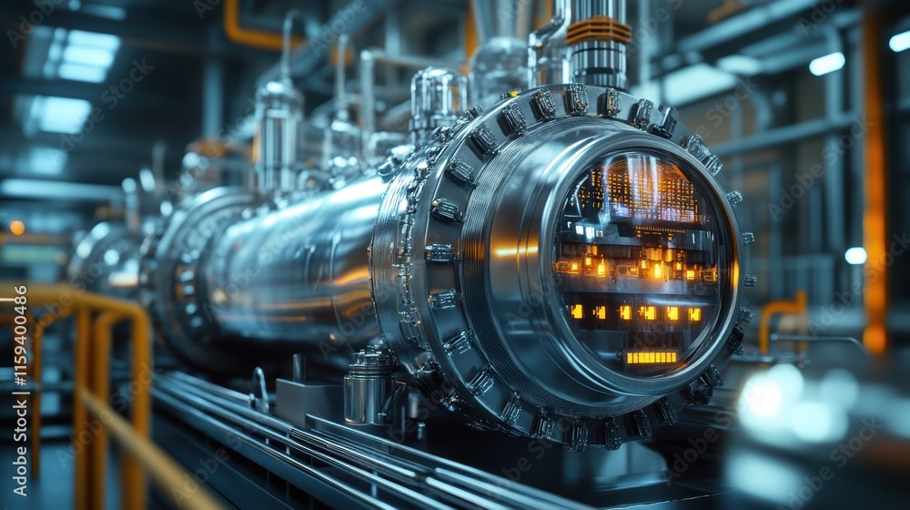 Fuel processing unit, high-tech machinery, clean and precise operation. Fuel processing unit, high-tech machinery, clean and precise operation.