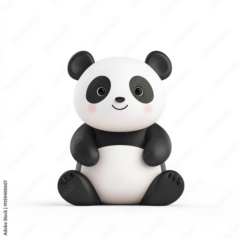 Fototapeta premium a playful panda cartoon, animal character, 3D illustration, vibrant and glossy, isolated on white background