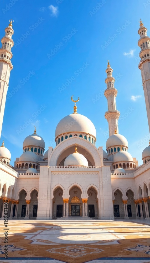 Obraz premium illustration of amazing architecture design of muslim mosque 