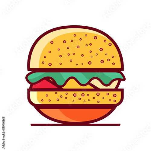 Burger Flat Icon Vector Logo Template Illustration