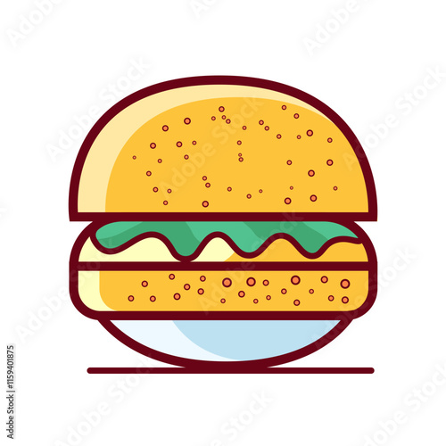 Delicious hamburger. Vector flat