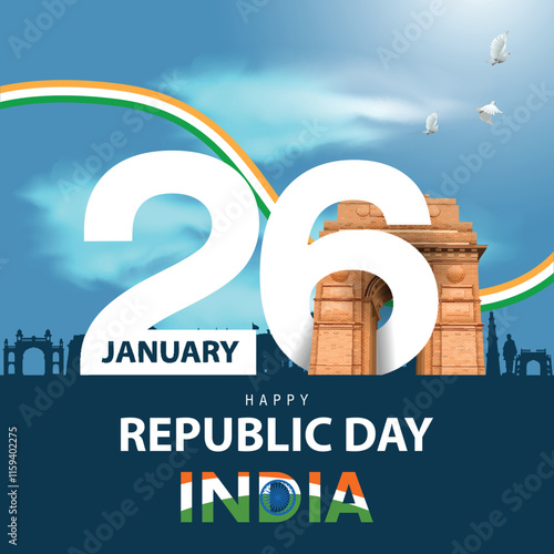 happy republic day India greetings. abstract vector illustration design.