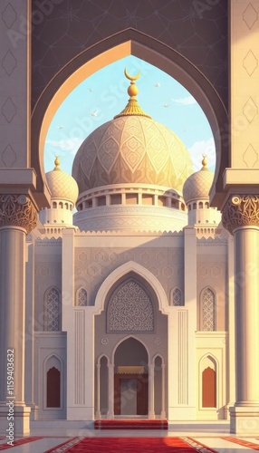 illustration of amazing architecture design of muslim mosque 