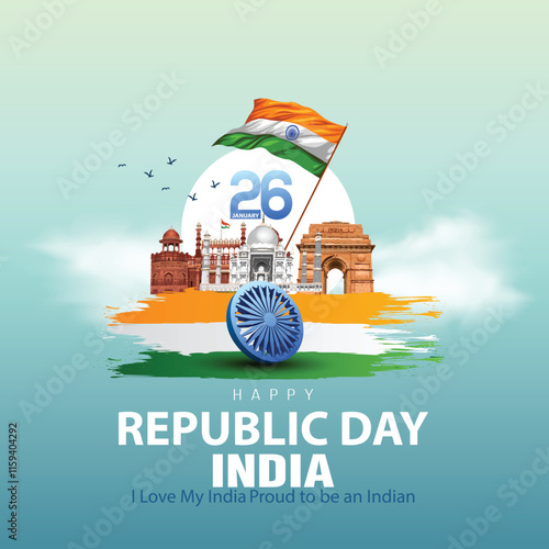 happy republic day India greetings. abstract vector illustration design.
