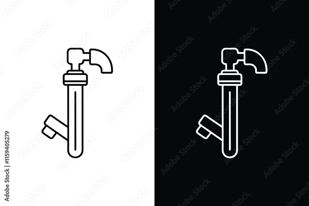 Basin Wrench icon vector on White Background ,Vector Art Illustration on white background. Basin Wrench icon vector on White Background ,Vector Art Illustration on white background.
