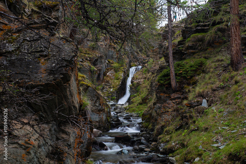 Amazing waterfall in western Mongolia photo