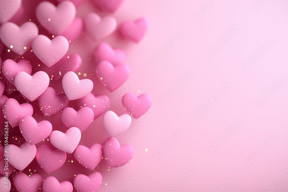 A collection of pink hearts on a soft pink background, creating a romantic and festive atmosphere. A collection of pink hearts on a soft pink background, creating a romantic and festive atmosphere.