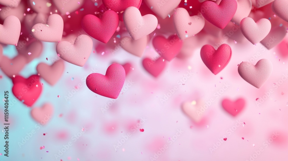 A dreamy background filled with floating colorful hearts, creating a romantic and whimsical atmosphere. A dreamy background filled with floating colorful hearts, creating a romantic and whimsical atmosphere.
