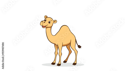 Camel isolated on white background cartoon illustration with a focus on cute and artistic details