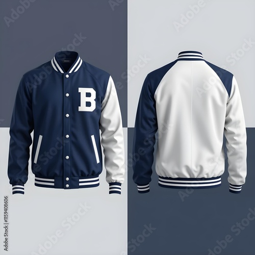 Varsity jacket mock up with professional details and high resolution, making it a great choice for your creative design, branding and presentation need