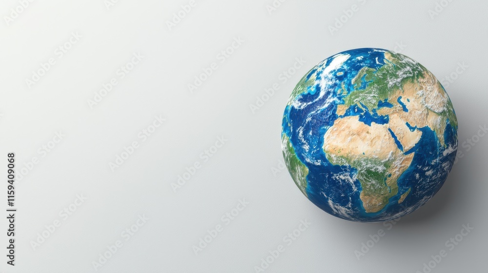 Realistic globe of Earth showing continents and oceans in detail Realistic globe of Earth showing continents and oceans in detail