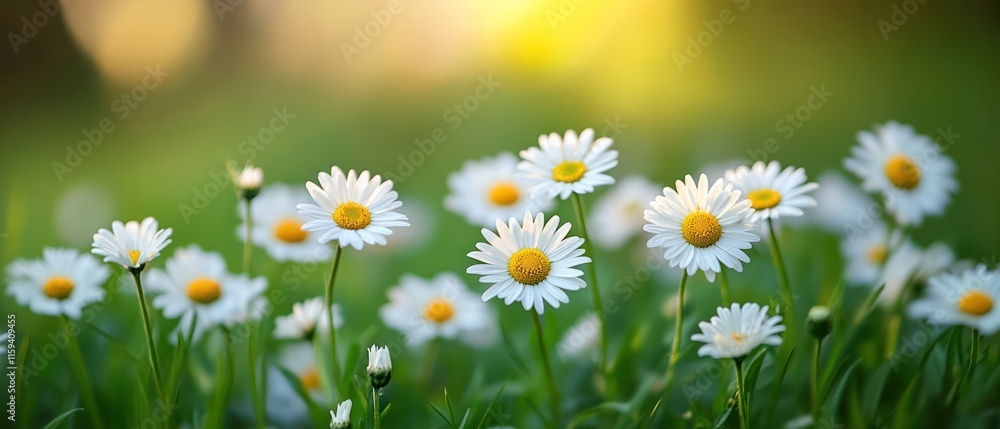 Fototapeta premium Sunny meadow with blooming daisies.