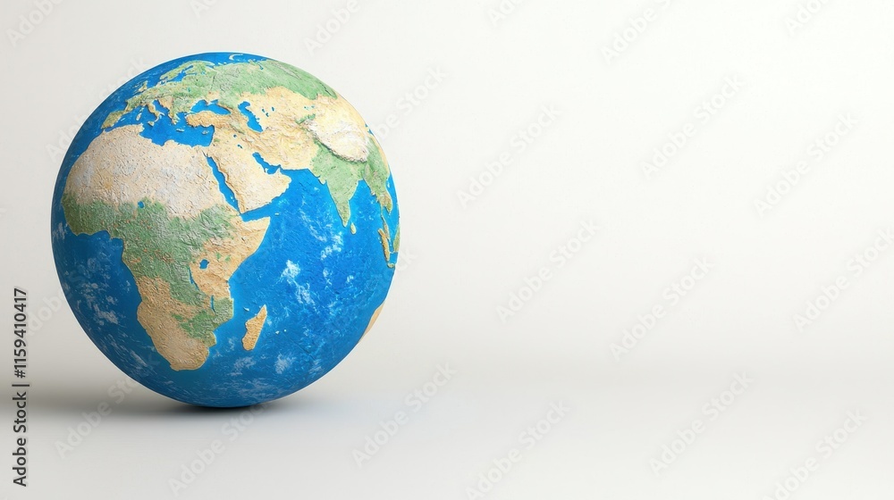 Fototapeta premium Detailed Earth Globe on Plain Background for Educational Use